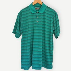 Grand Slam Green Striped Loose Relaxed Fit Short Sleeve Golf Polo Shirt. XL.